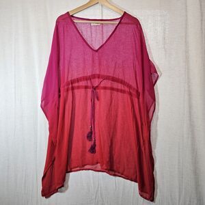 Beaches & Boho Magenta Pink Red Sheer Coverup Swim Large Extra Large Resort